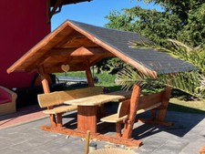 Wanderhütte Sitzgruppe Holz Überdacht Waldschänke Garnitur Incl Lieferung Aufbau