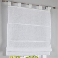 Kutti Schlaufenrollo Metis 100% Leinen Raffrollo Leinenrollo für Gardinenstangen