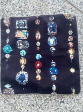 "Kokon" Kissen Samt mit RV schwarz Muster Silberpaspel 38 mal 38cm