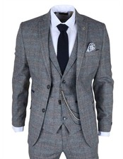 Herren Blau Grau Kariert Wolle