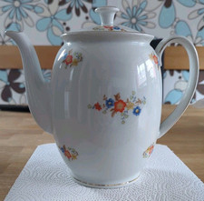 Kahla Kaffekanne Teekanne  Goldrand, Weiß, Selten