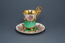 Mokkatasse grün, Bayreuth Bavaria, mit Füssen und vergoldet
