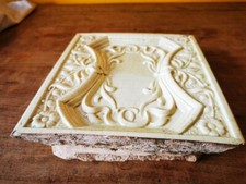 Alte Ofen Kachel Ofenkachel antik alt Jugendstil Fliese 1880 Blumen Teic Meissen