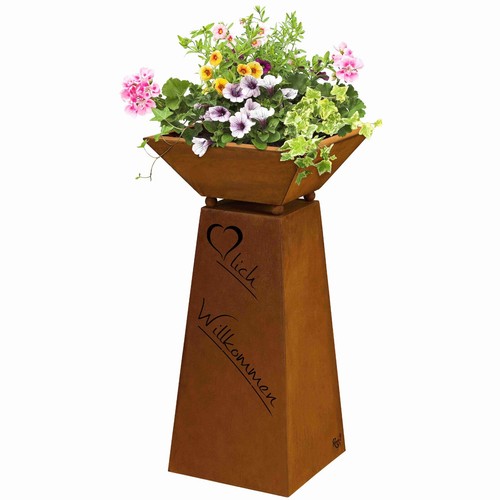 Edelrost blumensäule herzlich - edelrost,