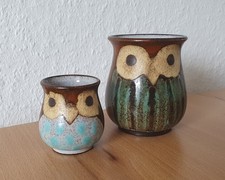 2 kleine Eulen Vasen Becher