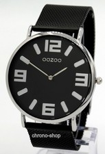 SALE flache Oozoo Damen -Herrenuhr Milanaisearmband schwarzsilber Ø42mm C8844mbs
