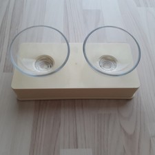 Catit Kombi Futternapf und Wassernapf Glas Hund Katze weiß *Top Zustand*