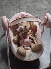 😍Wow Zuckersüß Babywippe Schaukel Bright Starts Rosa Weiß Pink Spiegel Schlafen