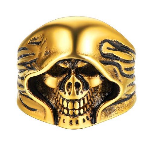 Goldener totenkopf fingerring - goldener,