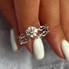 18 K Weißgold Ring Set runder