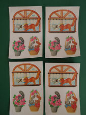 4 Abziehbilder Katzen DDR Planet Verlag Schiebebild Körbchen Blumen Winter