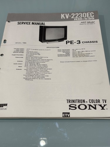 Sony trinitron service - sony, manual