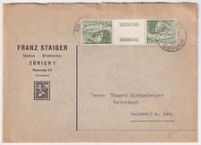Schweiz Zusammendruck K 41 Mi.Nr. 531 Kehrdruck + ZF auf Brief Zürich, 1951
