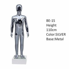 110 cm SILBER GLANZ Kinder Eierkopf Schaufensterpuppe voll Kind Display Attrappe