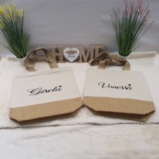 Personalisierte Baumwoll Tasche mit Namel Boden Jute Handtasche Beutel