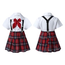 Kinder Mädchen Japanische Schuluniform Kleid Anzug Kurzarm Bluse Cosplay Kostüme