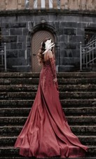 Henna Kleid rot Mit Kaftan