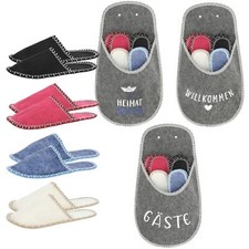 Pantoffeln Gäste 4 Paar Filz zum Hängen - Hausschuhe Set verschiedene Muster Top