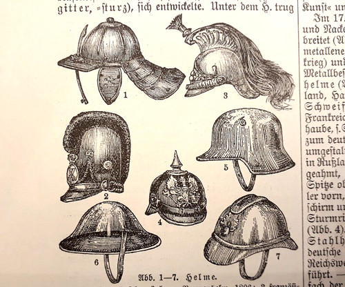 Alte lithographie helme ca - lithographie,,
