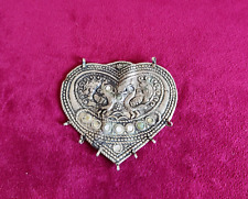 Antik Schmuck Silber Amulet Alte Tribal Anhänger Mythologischer Pfau Vögel SI12