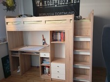 Hochbett mit Schrank , Tisch, Matratze und Beleuchtung 