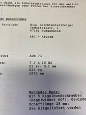 Gutachten Alufelgen Rial ARC 7x15 ET21 ADB73 f Mercedes 123 124 126 (VW T3) PDF