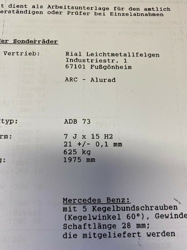 Gutachten alufelgen rial arc - gutachten,
