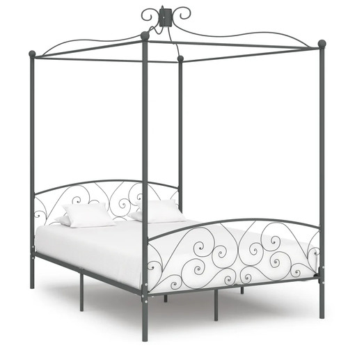 Himmelbett gestell grau metall - grau,