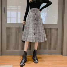 Damen Karierter Midi Rock