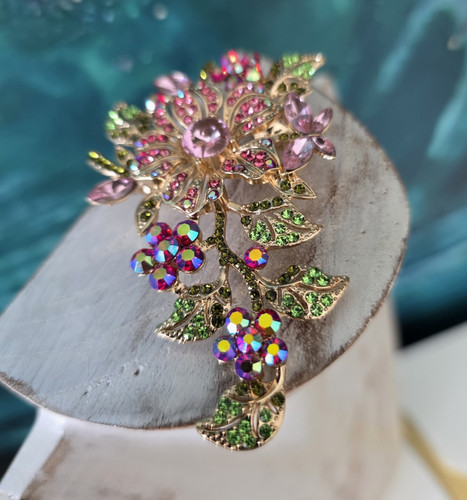 Brosche blume goldfarben mit - goldfarben,