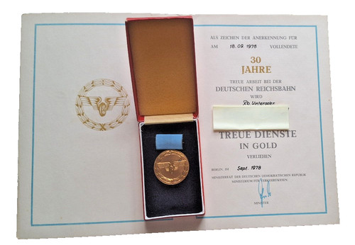 Ddr urkunde medaille treue - ddr,