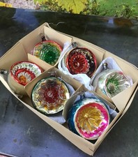 Antiker Ausgefallener Christbaumschmuck  Weihnachten rar 6 Reflexkugeln 25/47