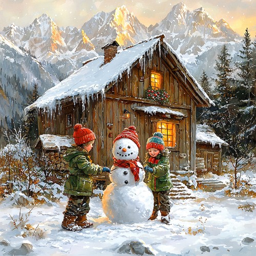 Deko bild kinder schneemann - kinder,