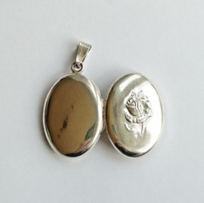 Anhänger Medaillon groß mit Rose für zwei Fotos Silber 925 (2412)