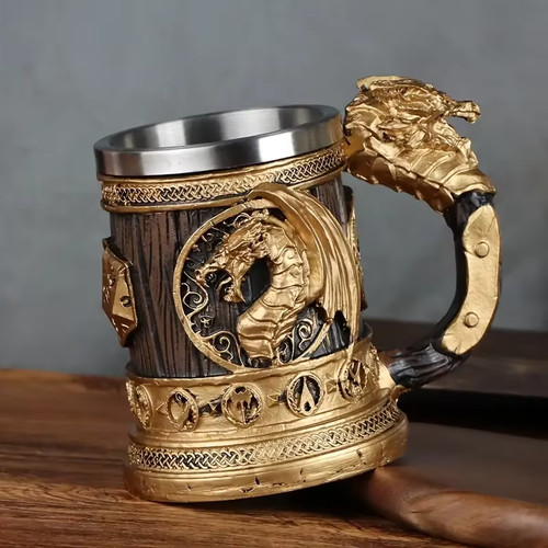 Drachen bierkrug edelstahl - 3d,
