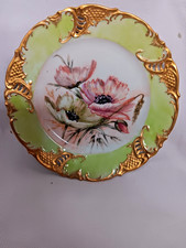 Nymphenburg Jugendstil Prunkteller Teller Mohnblüten Ähren Durchbrucharbeit Gold