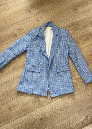 Blauer blazer bouclé artig - bouclé,