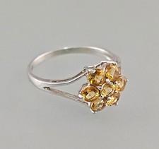 9425045-d 925er Silber Ring Citrin gelb Blüte  vintage Gr.57