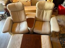 Stressless Kino Funktion Couch Leder Zweisitzer mit Stressless Doppel Hocker