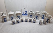 Antik Vorratsdosen (16)  Set Porzellan Delfter Motiv Milchkännchen Brettchen