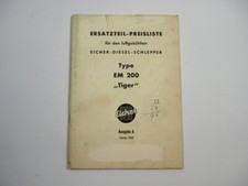 Eicher EM 200 Tiger Schlepper Ersatzteil Preisliste 1960 Ausgabe A