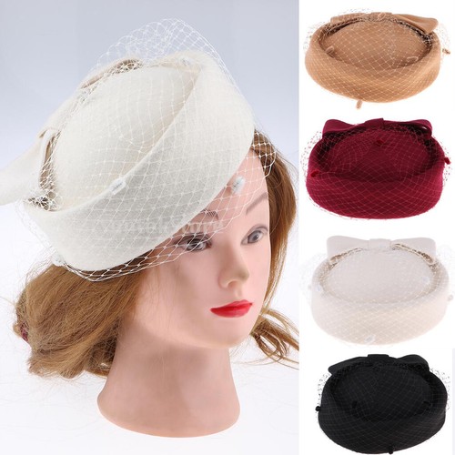Damen vintage wollfilz - wollfilz, pillbox