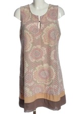 SOGGO A-Linien Kleid Damen Kleid Gr. DE 36 pink-wollweiß-braun Casual-Look