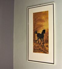 Pferde Bild, Pferd Waldrand, signierte Arbeit Pergamentpapier od Elefantenpapier