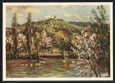 Künstler-AK sign. Walter Gemm: Alt-Halberstadt, Flusspartie mit der Huysburg 