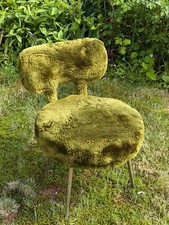 Cooler Stuhl Grün Plüsch Flokati Fell  50er 60er Jahre Deko Mid Century Vintage 