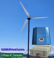 5000W Windkraftanlage Windgenerator Komplettanlage Windrad mit Hybrid Laderegler