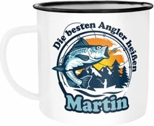 Emaille-Tasse Geschenk Angeln