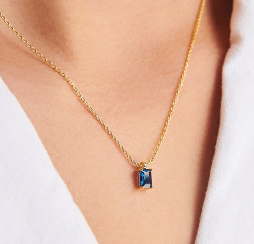 Kleine blaue saphir baguette - blaue,