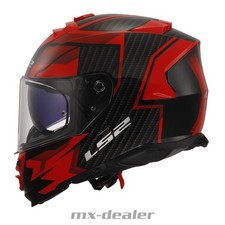 LS2 FF 800 Storm Tracker Schwarz Rot Motorrad Helm Integralhelm Sonnenblende